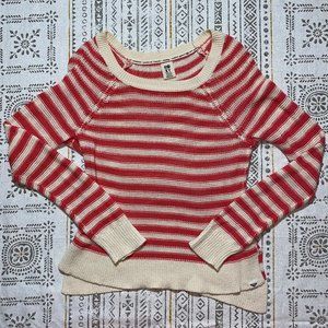 Roxy Medium Women's Striped Pink & White Sweater